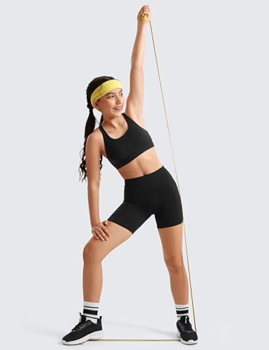 CRZ YOGA Girls Butterluxe Training Bra - Strappy Scoop Neck For Teens Kids Yoga Sports Comfort Dance Crop Top