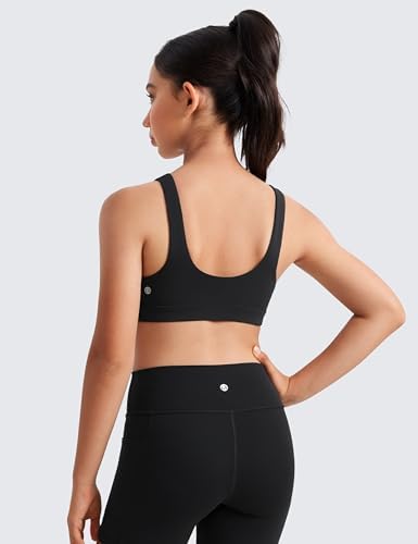 CRZ YOGA Girls Butterluxe Training Sports Bra - Scoop Neck U Back For Teens Kids Yoga Dance Crop Top