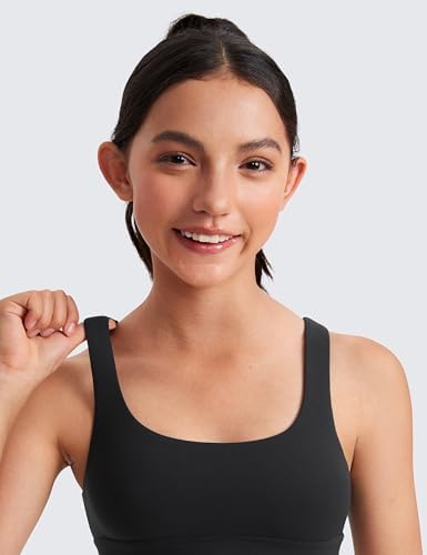 CRZ YOGA Girls Butterluxe Training Sports Bra - Scoop Neck U Back For Teens Kids Yoga Dance Crop Top