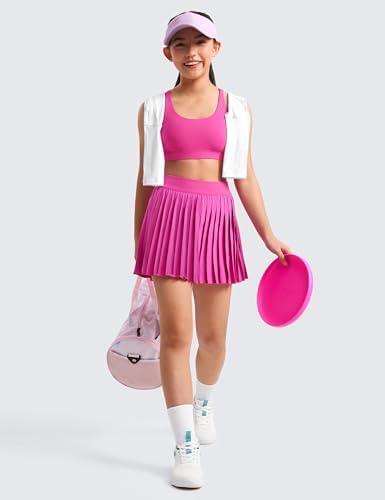CRZ YOGA Girls Pleated Skirt With Shorts Tennis Athletic School Kids Teen Skorts With Pockets