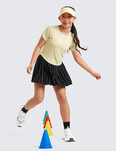 CRZ YOGA Girls Pleated Skirt With Shorts Tennis Athletic School Kids Teen Skorts With Pockets