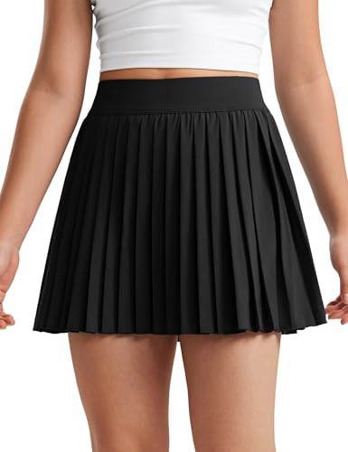 CRZ YOGA Girls Pleated Skirt with Shorts Tennis Athletic School Kids Teen Skorts with Pockets