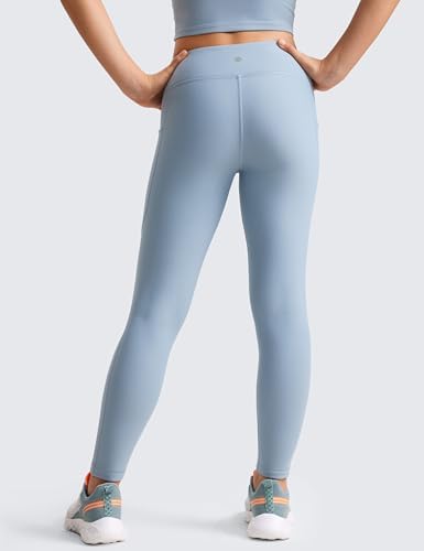 CRZ YOGA Girls Thermal Fleece Lined Athletic Leggings Water Resistant High Waist Warm Winter Kids Lounge Pants Side Pockets