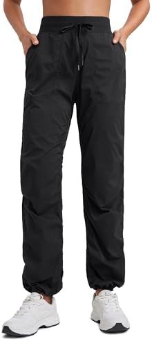 CRZ YOGA Lightweight Straight Leg Workout Pants for Women 28"/30" Casual Ruched Work Gym Athletic Joggers with Pockets
