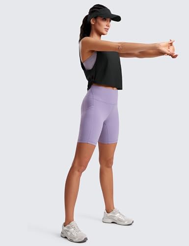 CRZ YOGA Pima Cotton Cropped Workout Tank Tops For Women - Sleeveless Sports Athletic Yoga Running Gym Crop Shirts