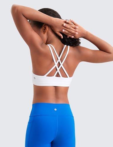 CRZ YOGA Softness Mold Girls Butterluxe Sports Bra - Double Spaghetti Strappy Scoop Neck For Training Yoga Dance Teens Kids