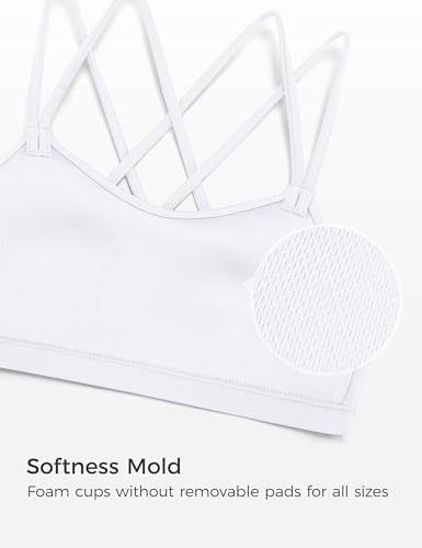 CRZ YOGA Softness Mold Girls Butterluxe Sports Bra - Double Spaghetti Strappy Scoop Neck For Training Yoga Dance Teens Kids