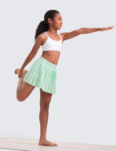 CRZ YOGA Softness Mold Girls Butterluxe Sports Bra - Double Spaghetti Strappy Scoop Neck For Training Yoga Dance Teens Kids