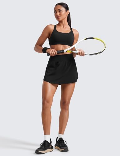 CRZ YOGA Tennis Skirts For Women High Waisted Side Slit Running Workout Athletic Mini A Line Skort With Pockets