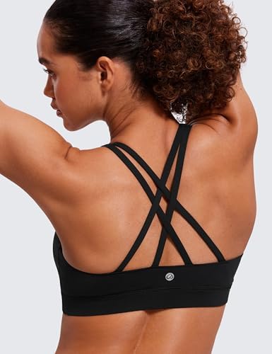 CRZ YOGA Women's Strappy Sports Bras Fitness Workout Padded Yoga Top Criss Cross Back Cami
