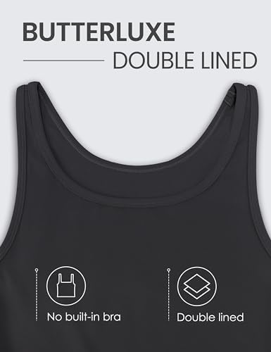 CRZ YOGA Womens Butterluxe Double Lined Workout Tank Tops Scoop Neck Racerback Cropped Casual Sleeveless Shirt