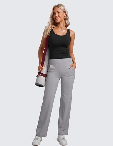 CRZ YOGA Womens Butterluxe Double Lined Workout Tank Tops Scoop Neck Racerback Cropped Casual Sleeveless Shirt