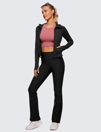 CRZ YOGA Womens Butterluxe Full Zip Workout Hoodie Jackets Slim Fit Hooded Athletic Yoga Lightweight Jacket With Thumb Holes