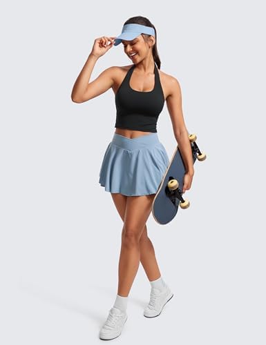 CRZ YOGA Womens Butterluxe Halter Longline Sports Bra - Padded Workout Yoga Crop Tops Tanks With Built In Pads