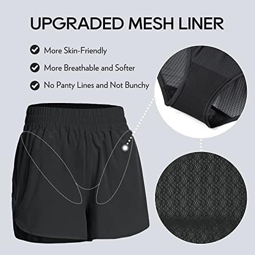 CRZ YOGA Womens High Waisted Running Shorts Mesh Liner 3'' Dolphin Quick Dry For Athletic Gym Track Workout With Zip Pocket