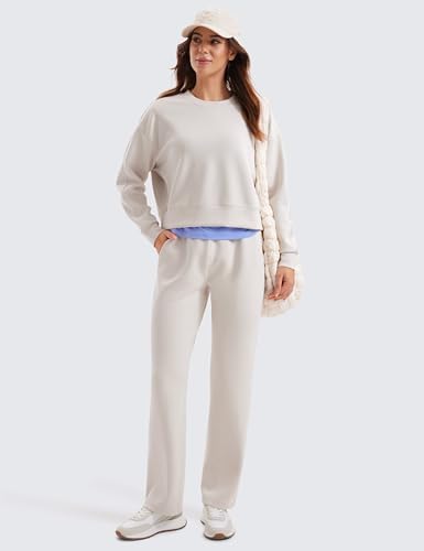 CRZ YOGA Womens SoftAura Crewneck Sweatshirt Long Sleeve Workout Casual Pullover Basic Fall Tops