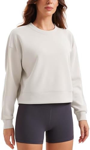 CRZ YOGA Womens SoftAura Crewneck Sweatshirt Long Sleeve Workout Casual Pullover Basic Fall Tops