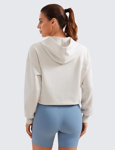 CRZ YOGA Womens SoftAura Cropped Hoodie Long Sleeve Hooded Sweatshirt Basic Workout Casual Pullover