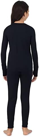 Cuddl Duds Girls Cold Weather Fleece-Lined Thermal Underwear 2-Piece Set - Kids Long Sleeve Top And Leggings Long Johns