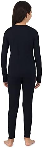 Cuddl Duds Girls Cold Weather Fleece-Lined Thermal Underwear 2-Piece Set - Kids Long Sleeve Top And Leggings Long Johns