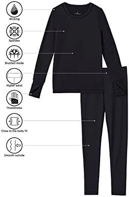 Cuddl Duds Girls Cold Weather Fleece-Lined Thermal Underwear 2-Piece Set - Kids Long Sleeve Top And Leggings Long Johns