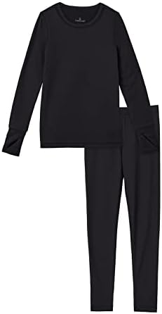 Cuddl Duds Girls Cold Weather Fleece-Lined Thermal Underwear 2-Piece Set - Kids Long Sleeve Top and Leggings Long Johns