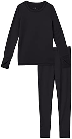 Cuddl Duds Girls Cold Weather Fleece-Lined Thermal Underwear 2-Piece Set - Kids Long Sleeve Top And Leggings Long Johns