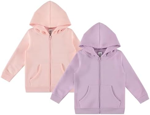 Cudlie 2-Pack Toddler Zip-Up Hoodies for Boys and Girls – Colorful Cotton Blend Sweatshirts with Pockets – Sizes 12M to 4T