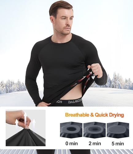 Dalavch 4/5 Pack Thermal Compression Shirts For Men Long Sleeve Running Gear Undershirt Base Layer For Winter Cold Weather
