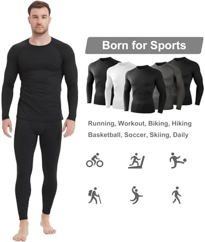 Dalavch 4/5 Pack Thermal Compression Shirts For Men Long Sleeve Running Gear Undershirt Base Layer For Winter Cold Weather