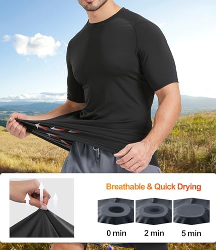 Dalavch 5 Pack Men’s Compression Shirts Short Sleeve Cool Dry Sports Athletic Workout Base Layer Undershirt T-Shirt Tops