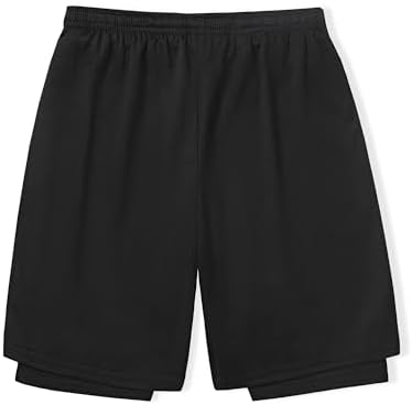DANI CHINS Boys 2 In 1 Athletic Active Shorts Sports Running Quick Dry Breathable Compression Shorts