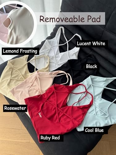 Danysu Sculpt Workout Tank Tops Women Backless Longline Sports Bras Strappy Padded Yoga Top
