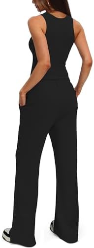 Darong Women's 2 Piece Outfits Lounge Sets Sleeveless Tank Tops Wide Leg Pants Sets Tracksuits Match Sets