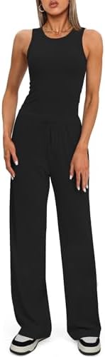 Darong Women's 2 Piece Outfits Lounge Sets Sleeveless Tank Tops Wide Leg Pants Sets Tracksuits Match Sets