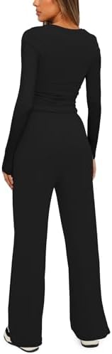 Darong Women's 2 Piece Sets 2025 Fall Outfits Long Sleeve Wide Leg Tracksuits Casual Lounge Set Matching Sets