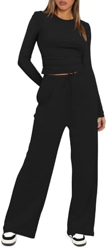 Darong Women's 2 Piece Sets 2025 Fall Outfits Long Sleeve Wide Leg Tracksuits Casual Lounge Set Matching Sets