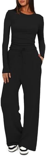 Darong Women's 2 Piece Sets 2025 Fall Outfits Long Sleeve Wide Leg Tracksuits Casual Lounge Set Matching Sets