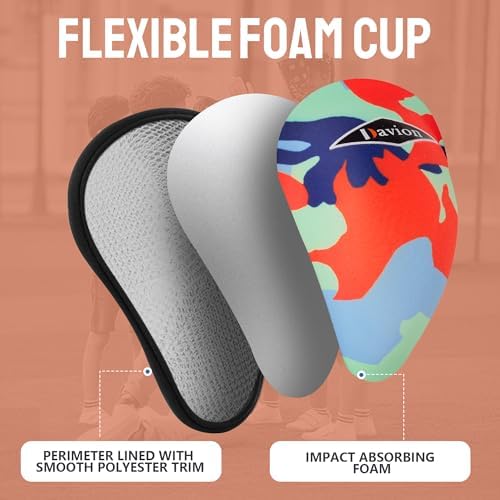 Davion Boys Youth Lightweight Athletic Cup For Sports Soft Foam Protective Cup Ages 7-12 Athletic Cup For Baseball Football Lacrosse Hockey Martial Arts Karate（Orange） D0327