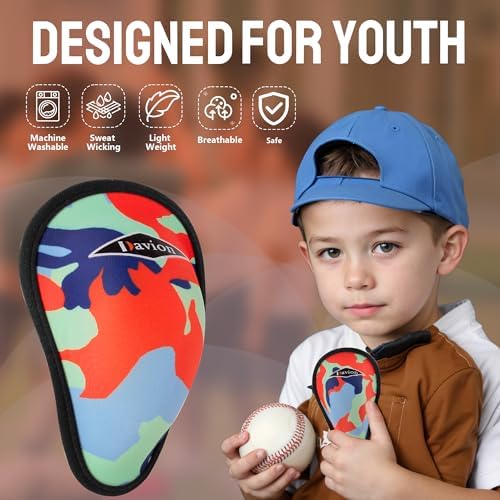 Davion Boys Youth Lightweight Athletic Cup For Sports Soft Foam Protective Cup Ages 7-12 Athletic Cup For Baseball Football Lacrosse Hockey Martial Arts Karate (Orange Camo(2-PACK)