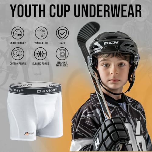 Davion Youth Boys Baseball Cup Underwear With Soft Protctive Athletic Cup For Baseball Football Lacrosse