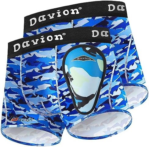 Davion Youth Boys Baseball Cup Underwear with Soft Protective Athletic Cup Compression Shorts for Baseball Football Lacrosse