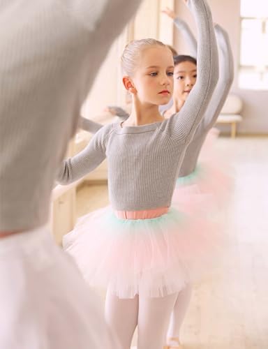 Daydance Girls Long Sleeve Dance Sweater Soft Ballet Warm Up Pullover For Leotards