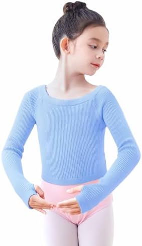 Daydance Girls Long Sleeve Dance Sweater Soft Ballet Warm Up Pullover for Leotards