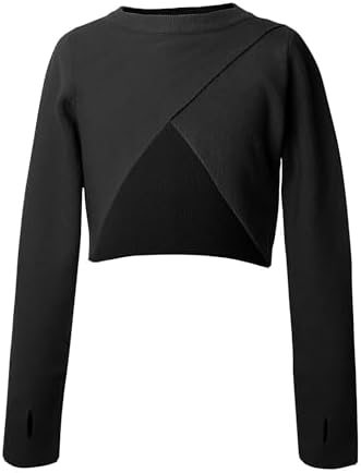 Daydance Kids Girl's Ballet Shrug Knit Pullover Dance Sweater With Thumb Holes