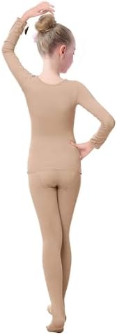 Daydance Nude Kids Girls Base Layers Set Tan Active Undergarments For Dance Ballet Gymnastics Performance In Winter