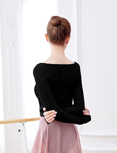 Daydance Teen Girls Women Long Sleeve Dance Sweater Soft Ballet Warm Up Pullover For Leotards