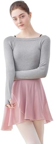 Daydance Teen Girls Women Long Sleeve Dance Sweater Soft Ballet Warm Up Pullover for Leotards