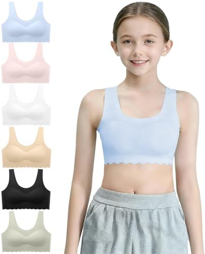 Demifill Teen Girls Seamless Sports Bra Tagless No Show Training Bra with Removable Padding Bras for Teens Multipack