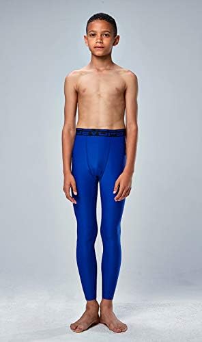 DEVOPS 2 Pack Youth & Boys Thermal Compression Baselayer Sport Tights Fleece Lined Pants & Long Sleeve Top